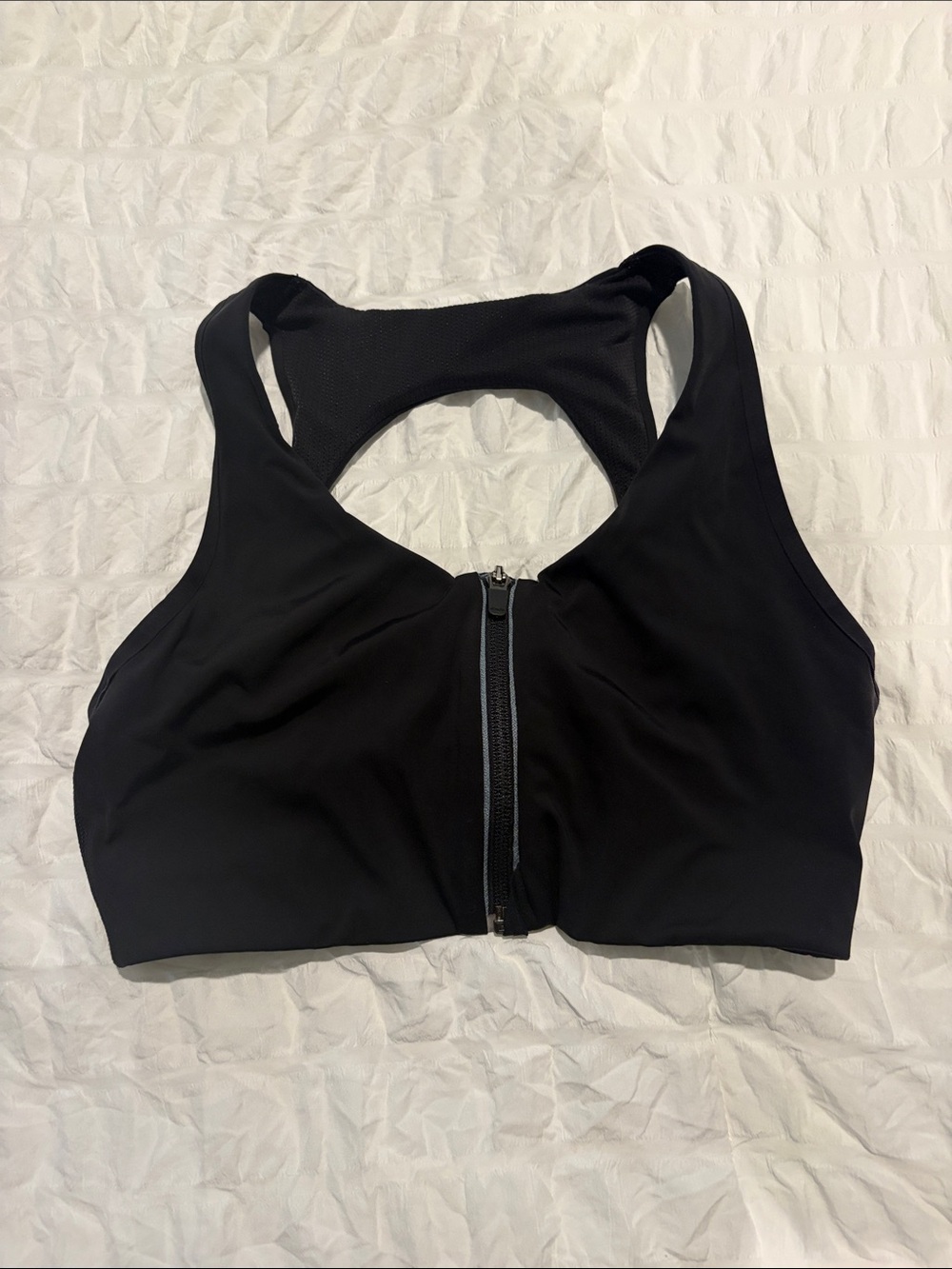 Athleta Black Front-Zip Racerback Sports Bra